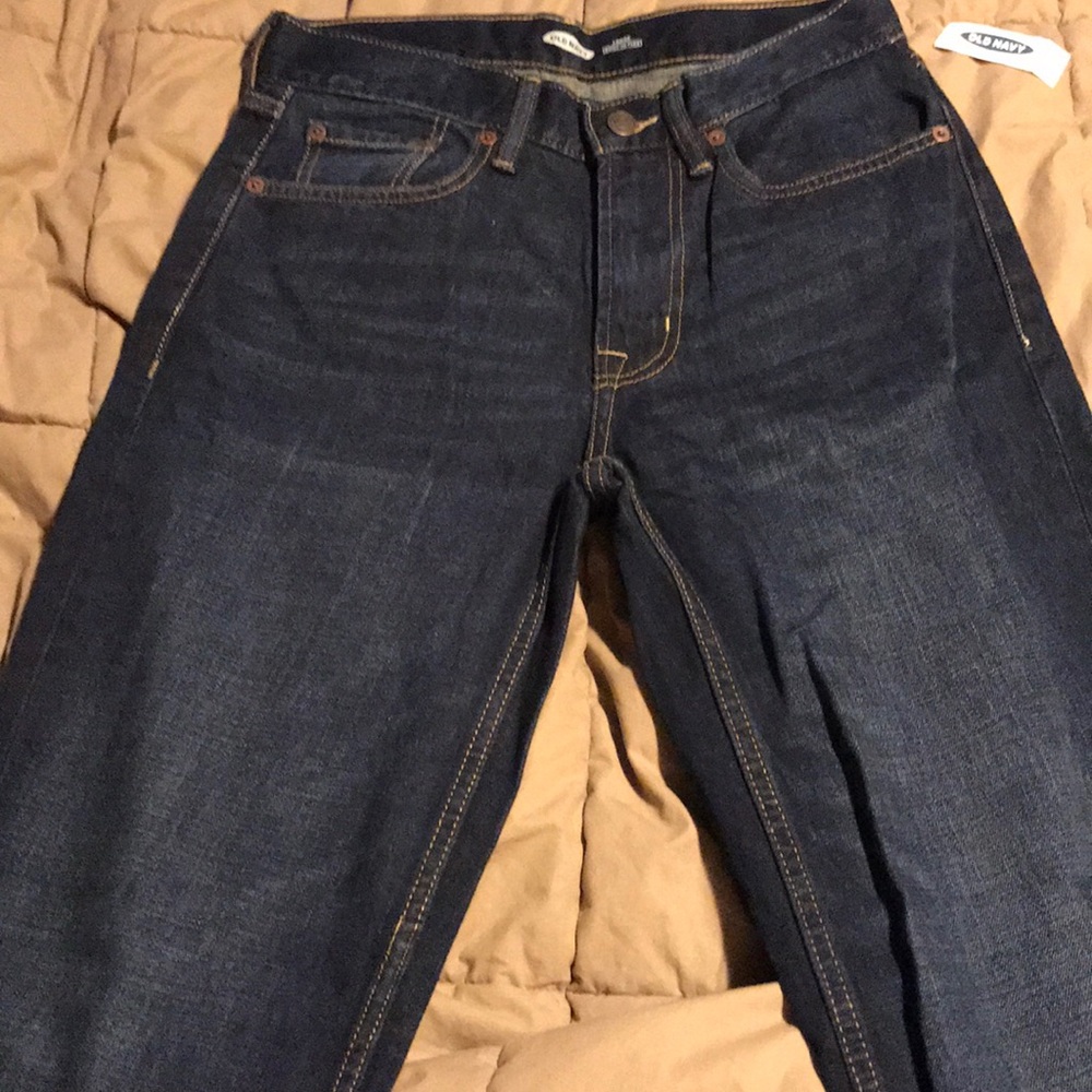 Mens dark wash loose fit jeans
